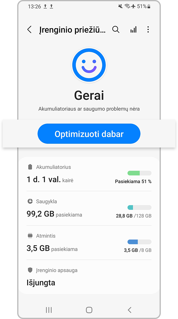 Palieskite „Optimizuoti dabar“