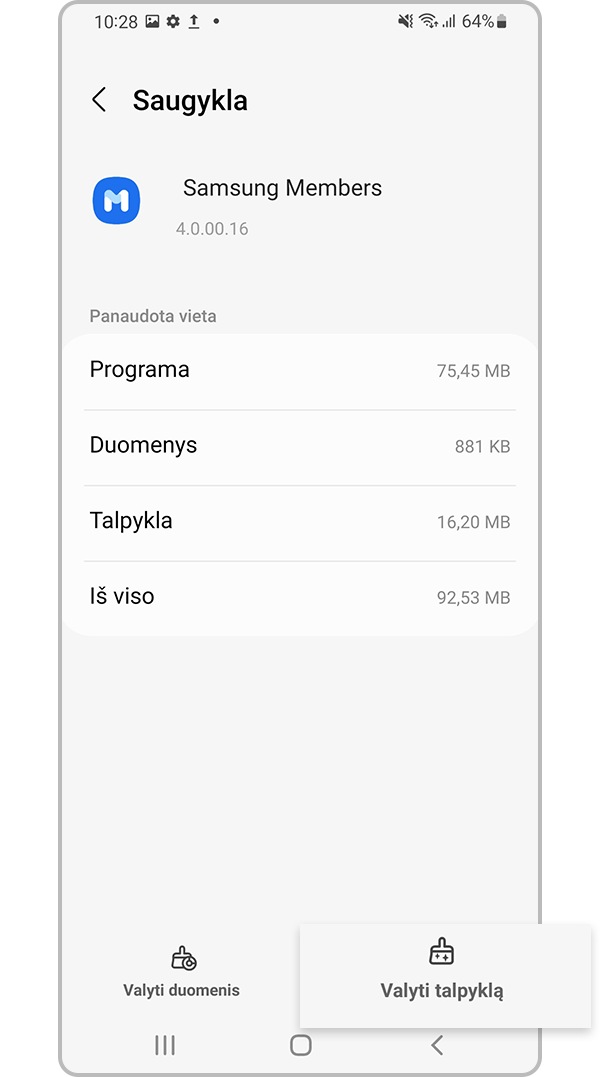 Palieskite „Valyti talpyklą“