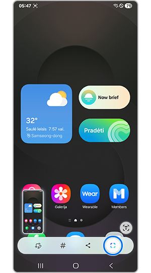Pasirinkite iš ekrano nuotraukų įrankių juostos