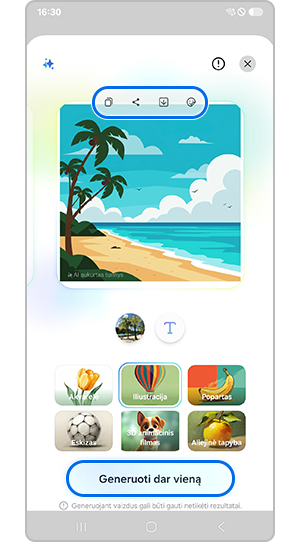 Išsaugokite arba palieskite koncepciją, kad sugeneruotumėte kitą vaizdą