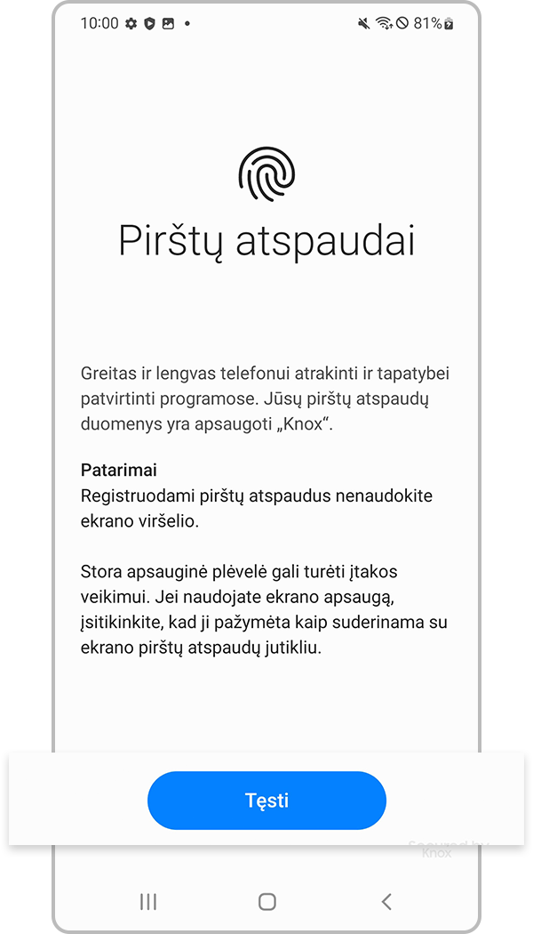 pirštų atspaudų atpažinimo registravimas, 3 veiksmas