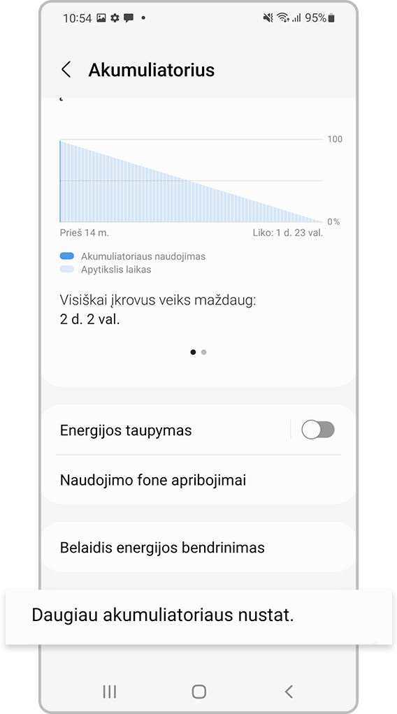 Daugiau akumuliatoriaus nustatymų