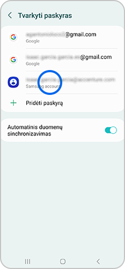 Ekrano „Tvarkyti paskyras“ rodinys.