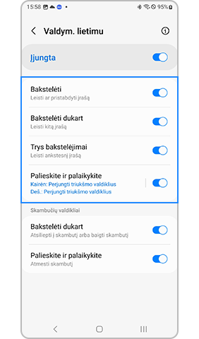 „Galaxy Buds“ jutiklinių valdiklių sąrašas