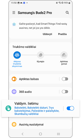 „Galaxy Buds“ jutikliniai valdikliai