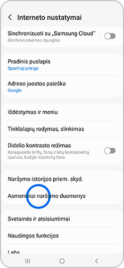 Asmeniniai naršymo duomenys