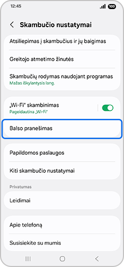 Balso paštas pasirinktas