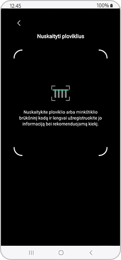 Nuskaitykite skalbiklio arba minkštiklio brūkšninį kodą