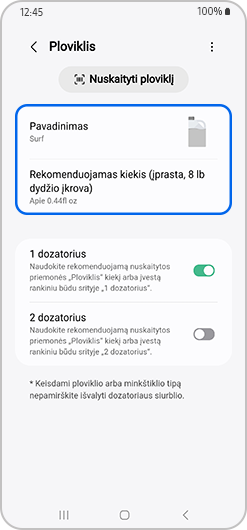 Kitam ciklui rekomenduojamas skalbiklio kiekis