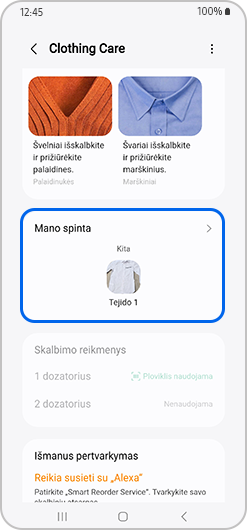 „Mano spinta“ skiltyje „Skalbinių priežiūra“