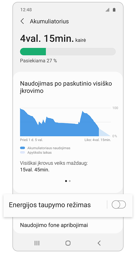 Pasirinkite „Energijos taupymo režimas“