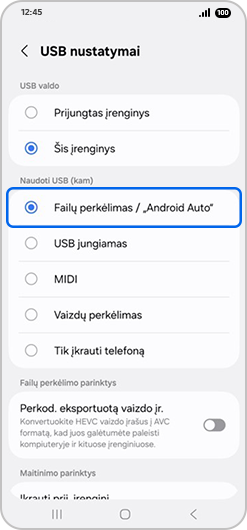 Failų perdavimas / „Android Auto“