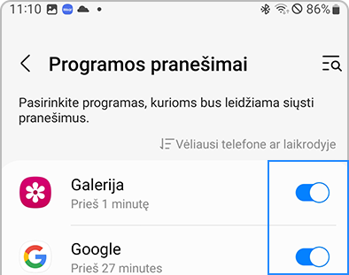 Programų su „Galaxy Wearable“ programos jungikliais sąrašas