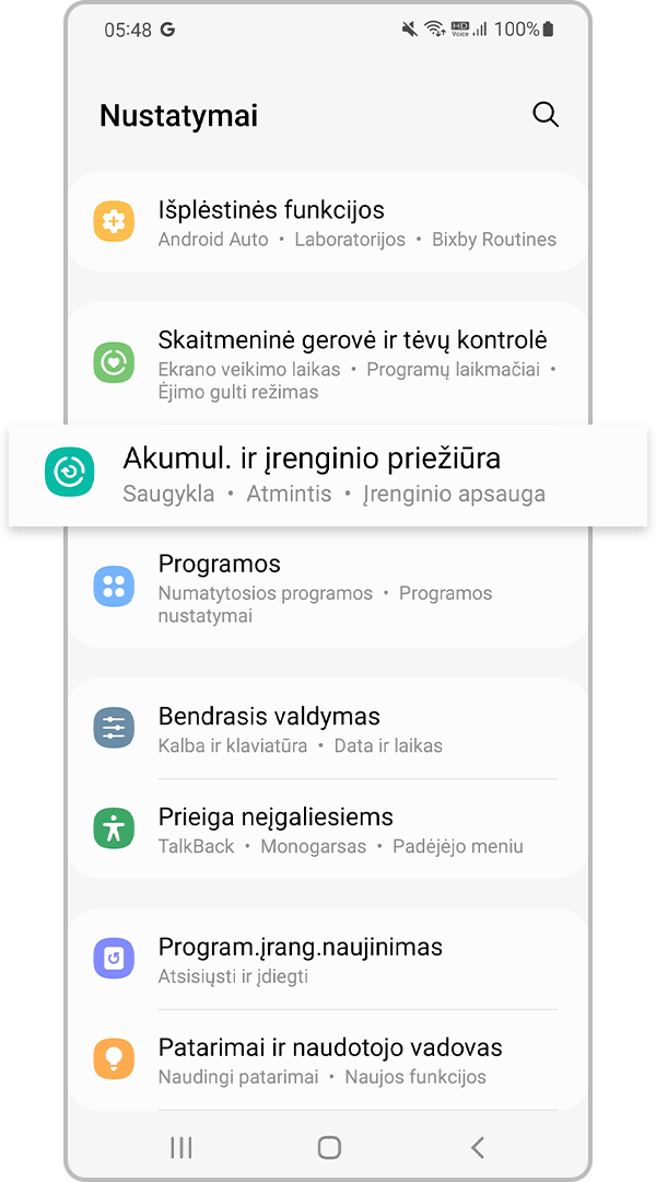 Akumul. ir įrenginio priežiūra