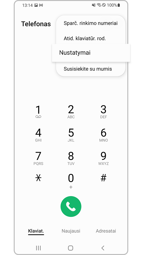 tikrinamas įrenginio nežinomų arba privačių numerių blokavimas, 2 veiksmas