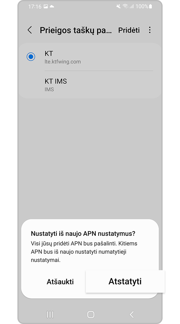iš naujo atkurti tinklo nustatymus, 5 veiksmas