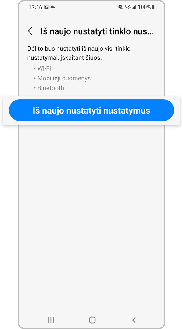 iš naujo atkurti tinklo nustatymus, 4 veiksmas