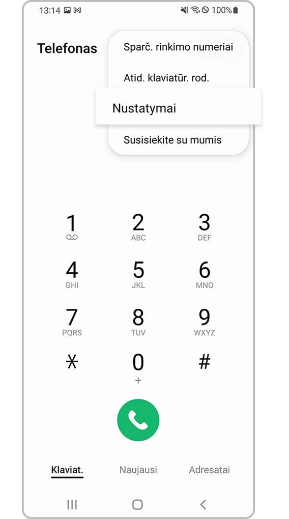 tikrinamas įrenginio nežinomų arba privačių numerių blokavimas, 2 veiksmas
