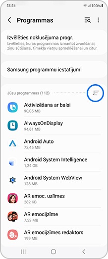 Viedtālruņa ekrāns ar atlasītu “Jūsu programmas ”