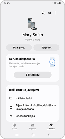Tālruņa diagnostikas un BUJ apakšsadaļas.