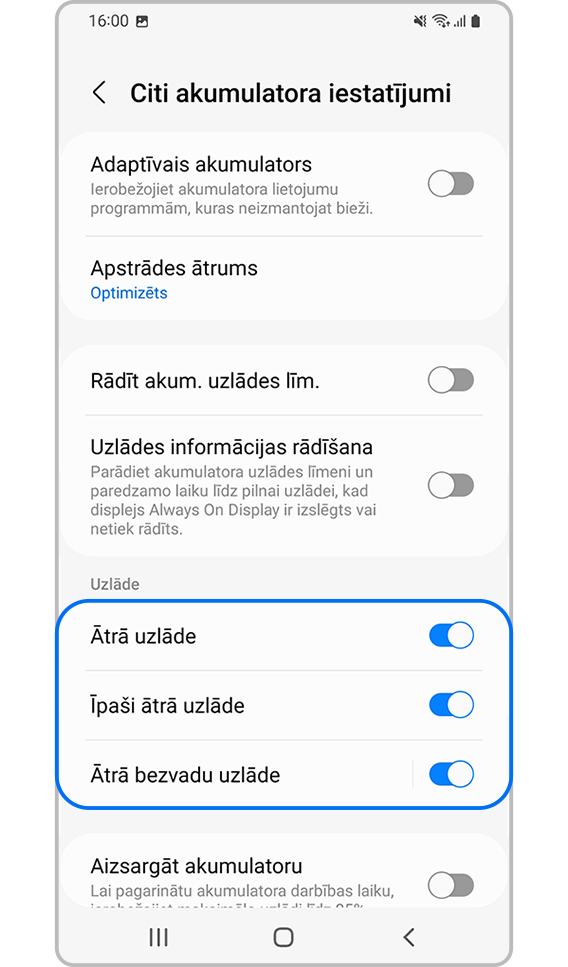 aktivizēt ātro uzlādi, 4. solis