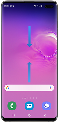 Pavelciet uz augšu vai uz leju sākuma ekrānā