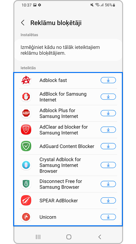 Izvēlieties no ieteiktajām lietotnēm