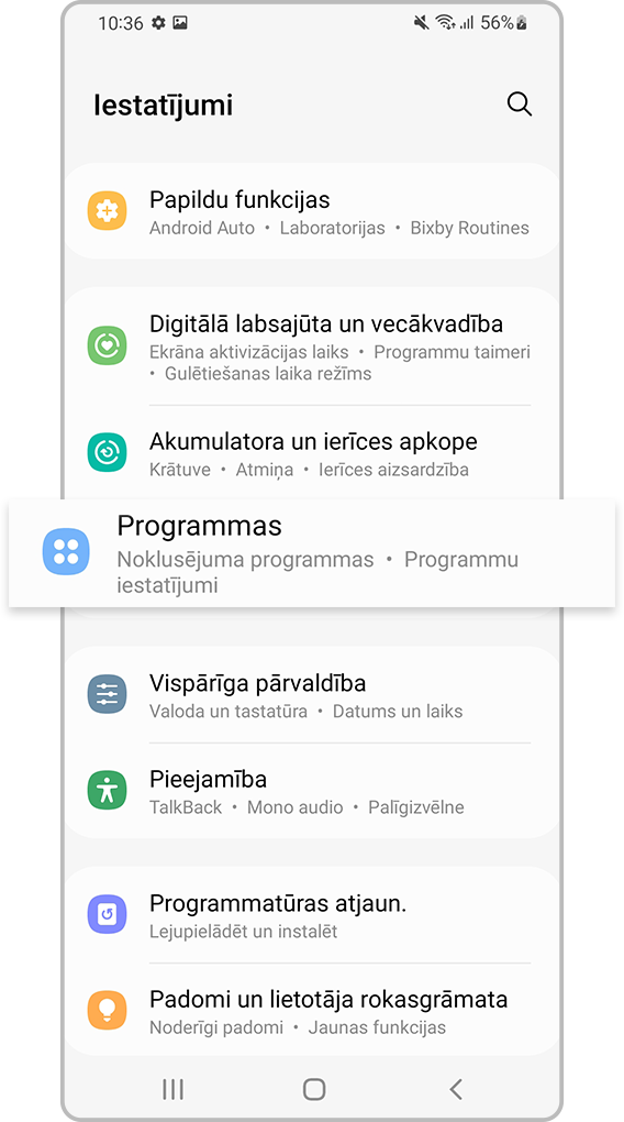 Lietotņu iestatījumi