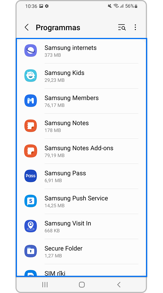 Izvēlieties lietotni, kurai vēlaties mainīt atļaujas