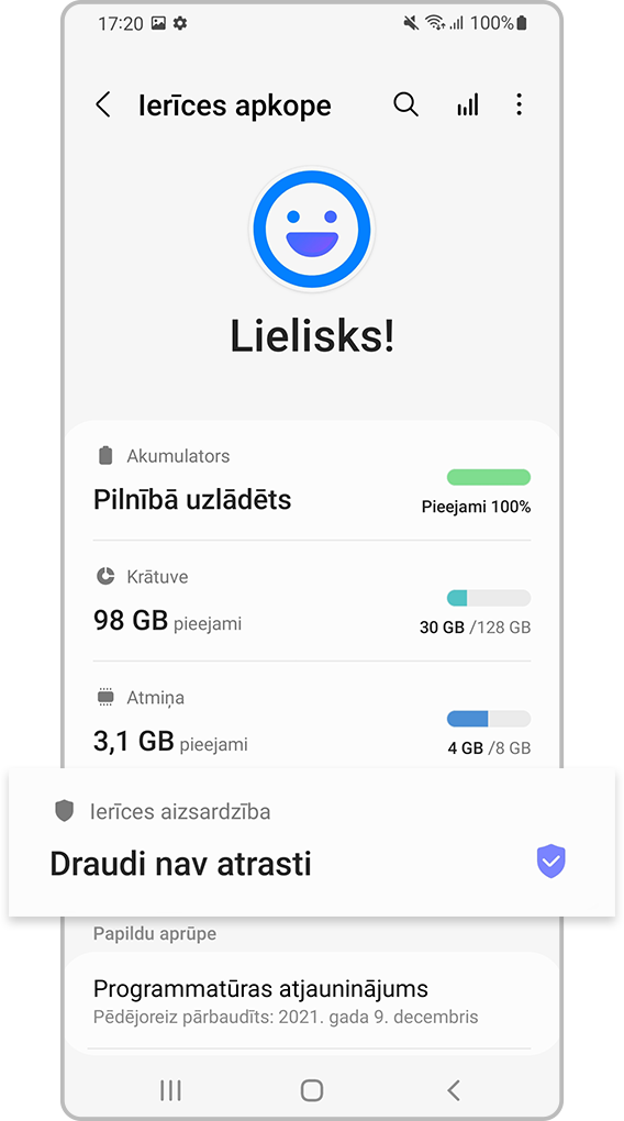 Atveriet ierīces aizsardzības sadaļu