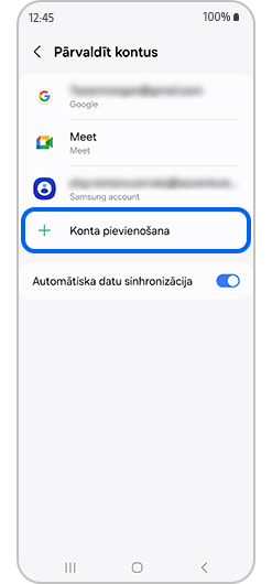 Atlasīta opcija +Pievienot kontu