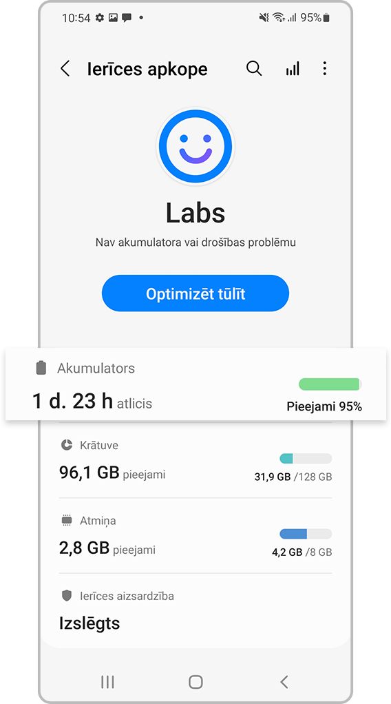 Akumulatora iestatījumi