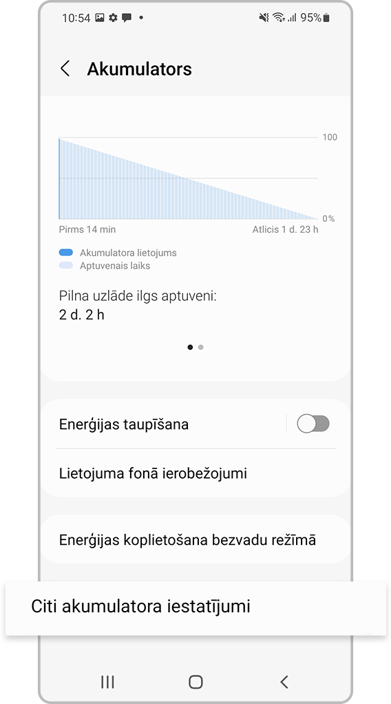 Citi akumulatora iestatījumi