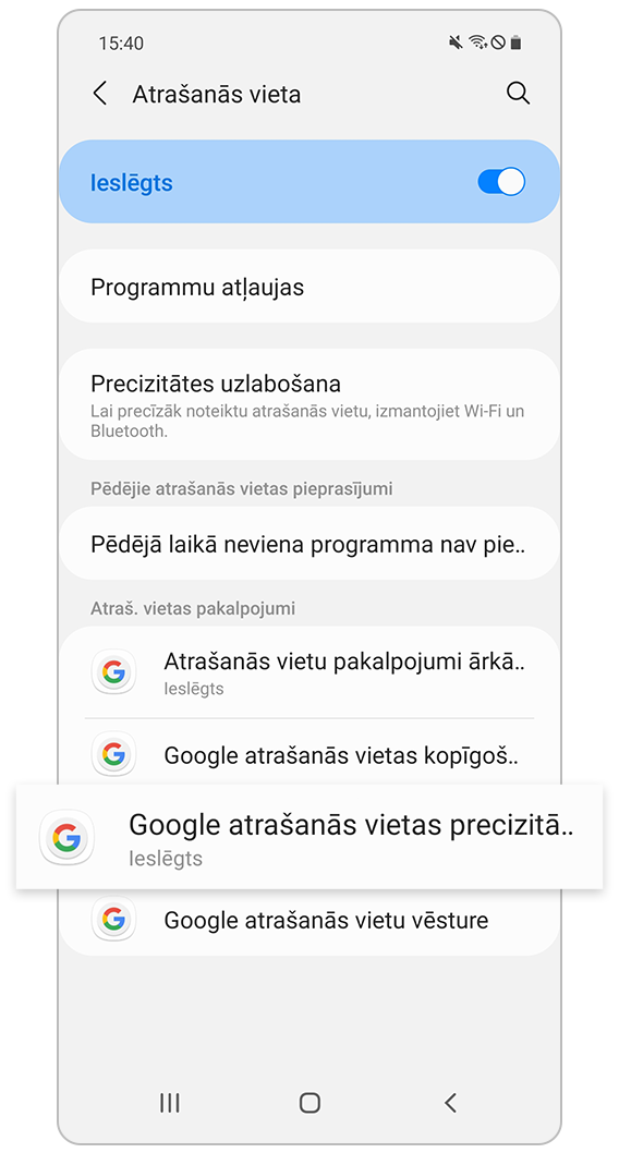 Google atrašanās vietas precizitāte
