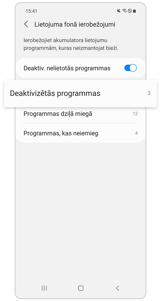 Deaktivizētās programmas