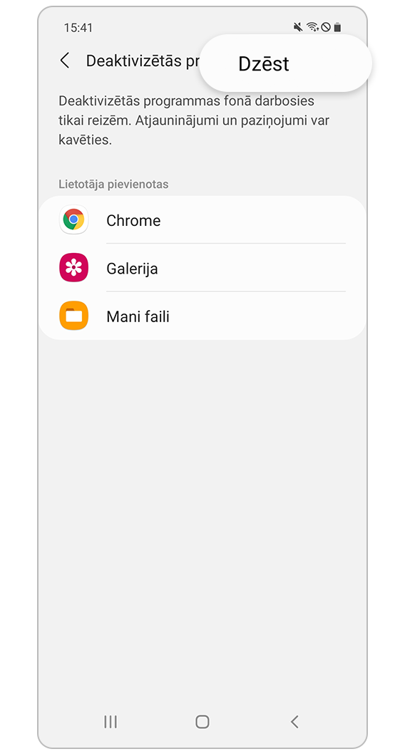 Dzēsiet deaktivizētās programmas