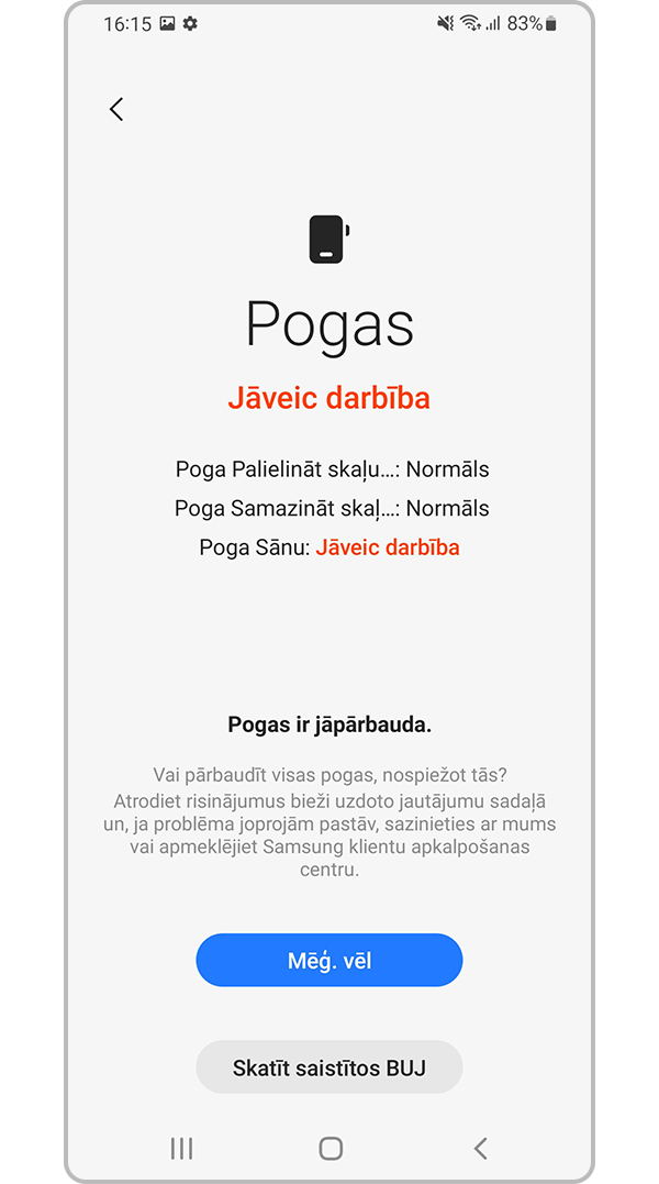 Nepieciešamības gadījumā dodieties uz servisa centru.