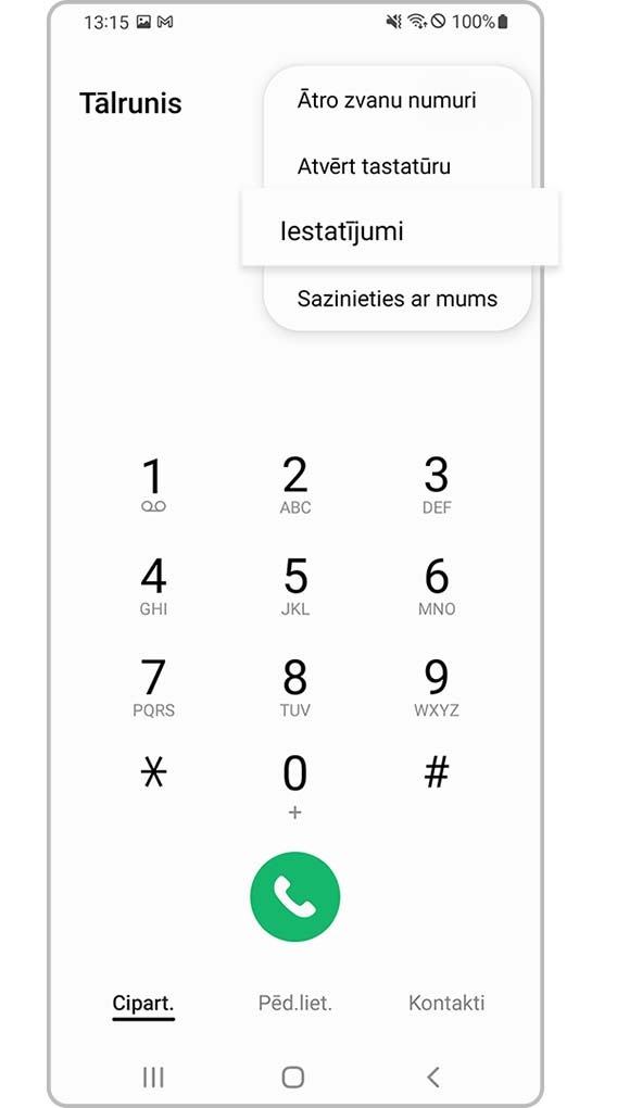 pārbaudes, vai ierīce nebloķē nezināmus numurus, 2. solis