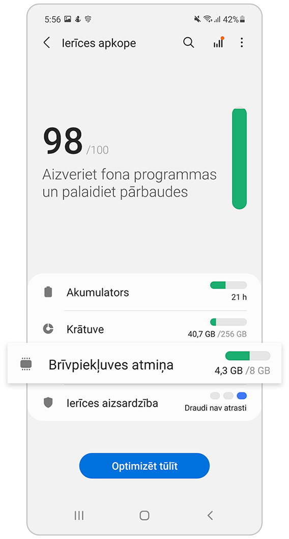 prietaiso priežiūra atmintis