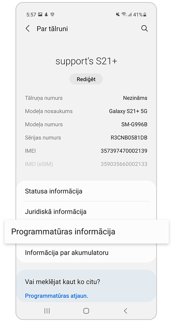 programinės įrangos informacija