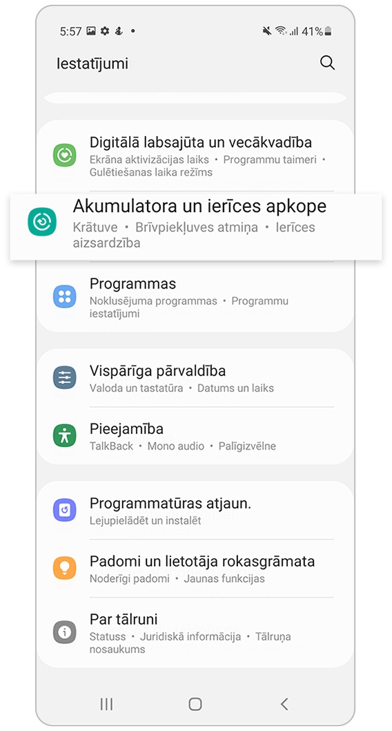 akumuliatoriaus ir įrenginio priežiūra