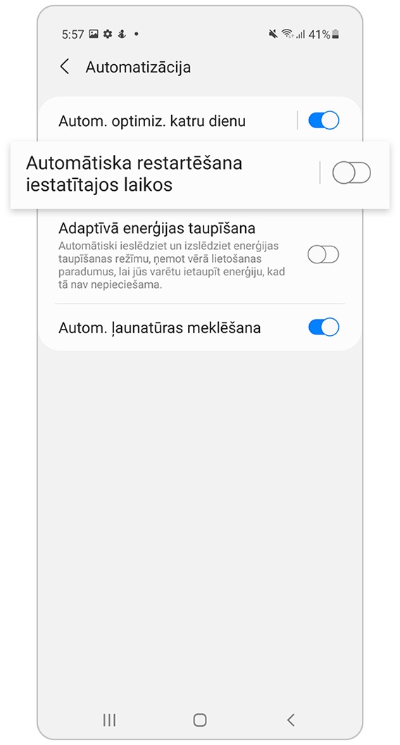automatinio paleidimo iš naujo nustatyti laikai