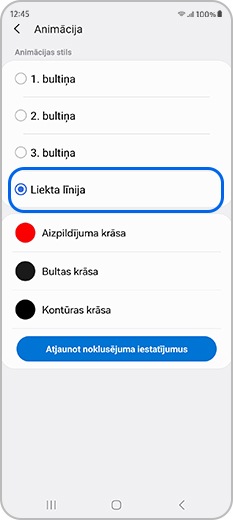 Mainiet animācijas stilu uz liektu līniju