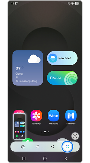 Изберете од лентата со алатки за слика од екранот
