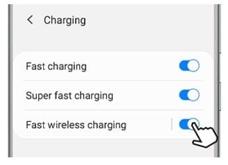 image to turn on the charging feature