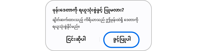 ဖုန်းဒေတာကို ဝင်ရောက်အသုံးပြုရန် ခွင့်ပြုပါ ခလုတ်ကို နှိပ်ခြင်း