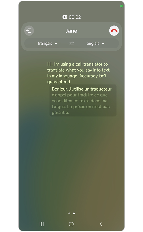 Traduction en direct pendant un appel téléphonique