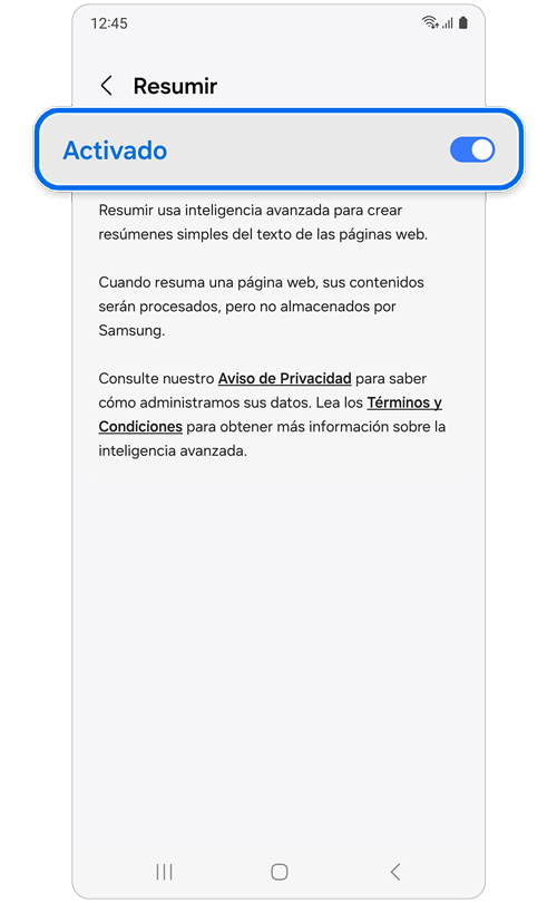 Resumir del interruptor de encendido