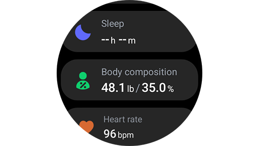 Body composition option a Galaxy Watch.