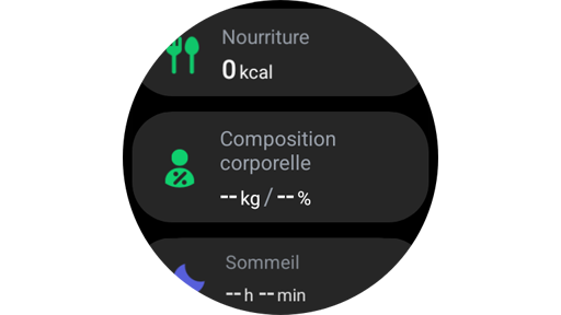 Option de composition corporelle d'une Galaxy Watch.
